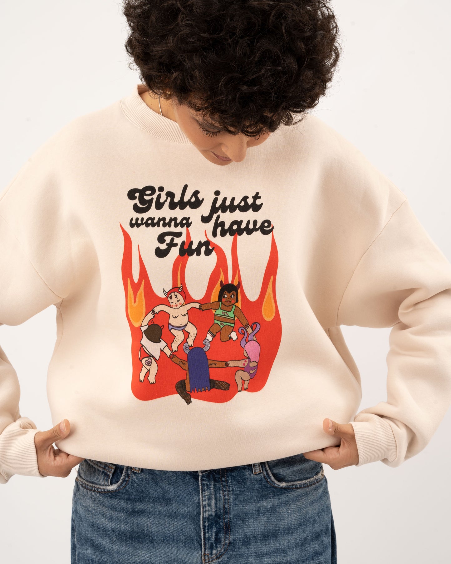 Girls Just Wanna Have Fun - Beige Hoodie