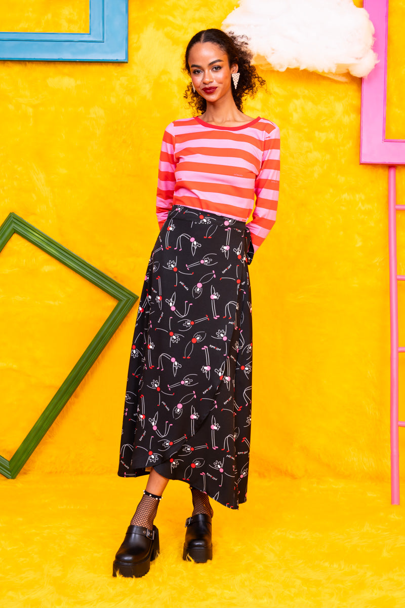 Monica Blouse Red and Pink Stripes Μακρυμάνικο Μπλουζάκι Petit Boutik