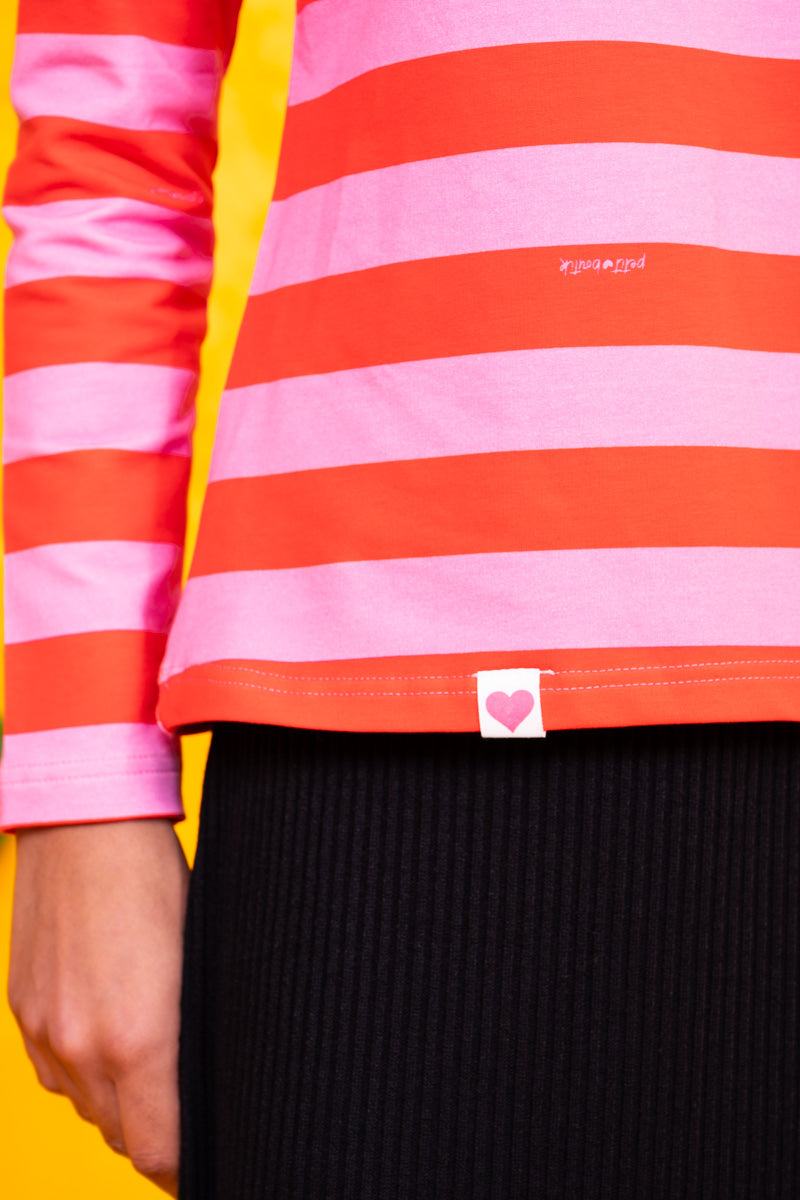 Monica Blouse Red and Pink Stripes Μακρυμάνικο Μπλουζάκι Petit Boutik
