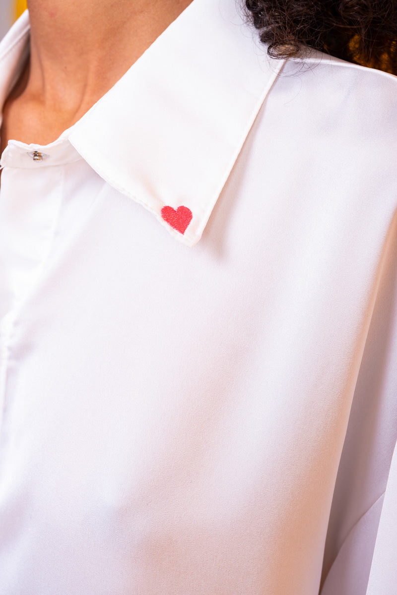 Konnie Shirt White Σατέν Πουκάμισο Με Κέντημα Petit Boutik