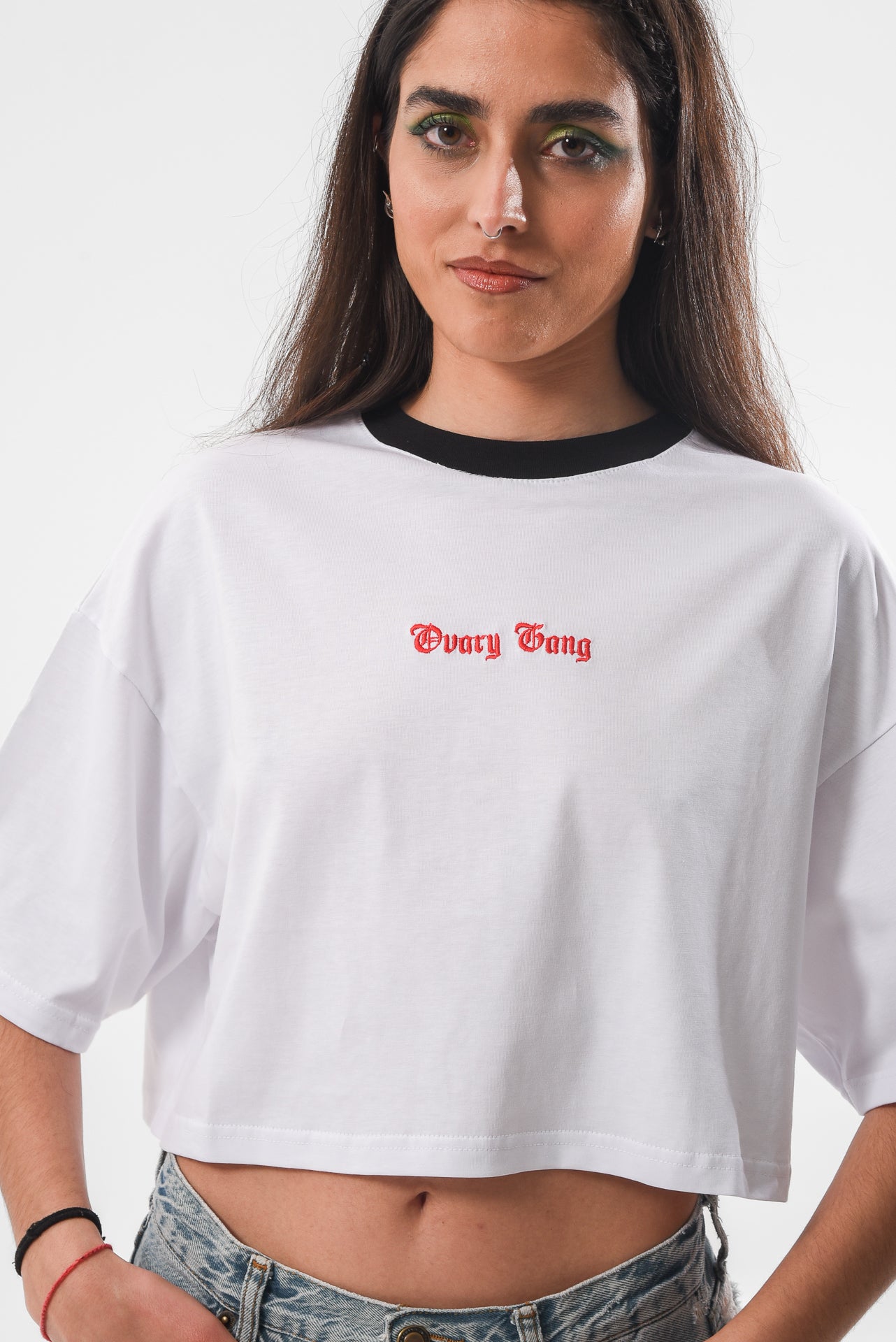 Petrify the Patriarchy - White Crop Tshirt