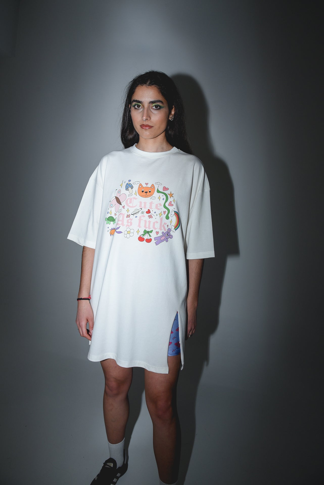Cute AF - White Slit T-shirt