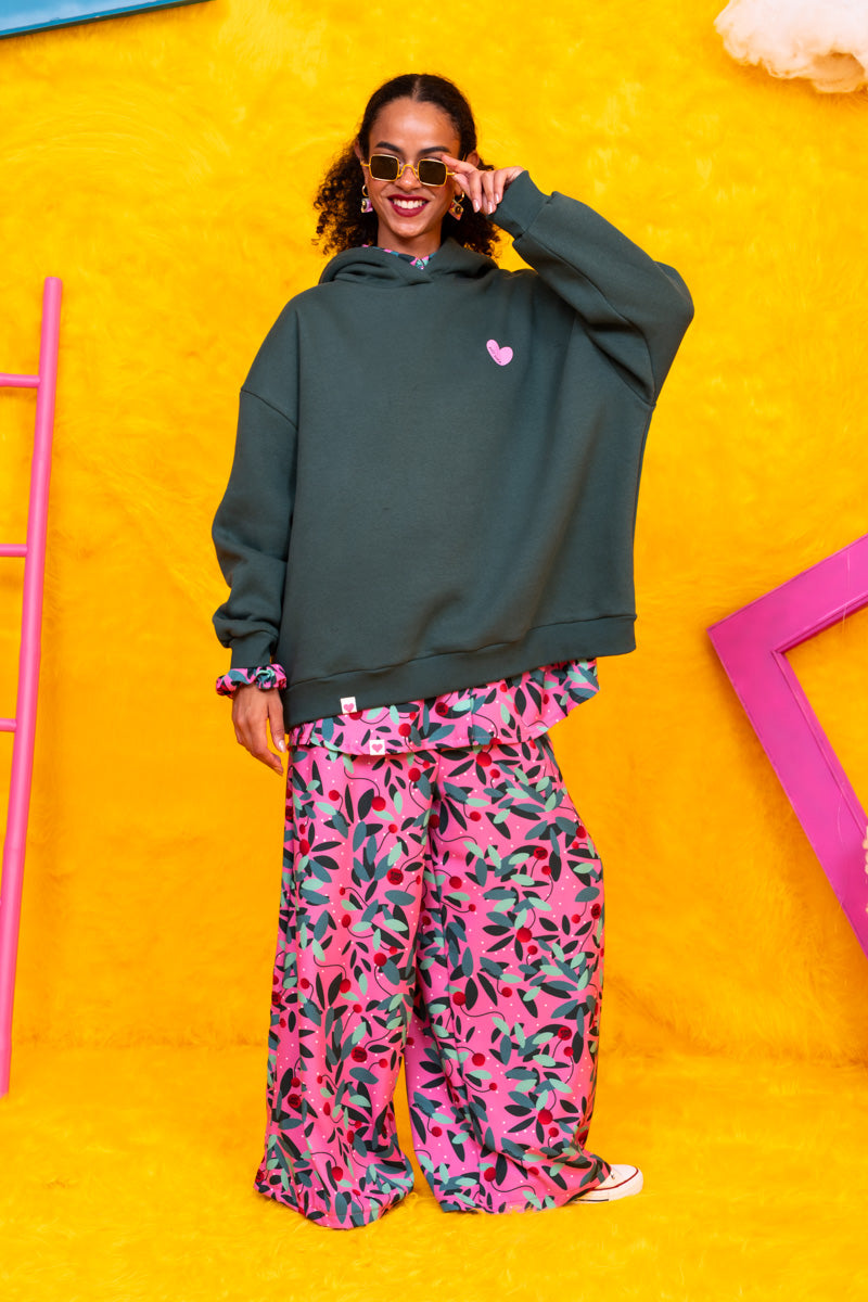 Hoodie Φούτερ Blouse Green Love Hand Μπλούζα Με Κουκούλα Petit Boutik