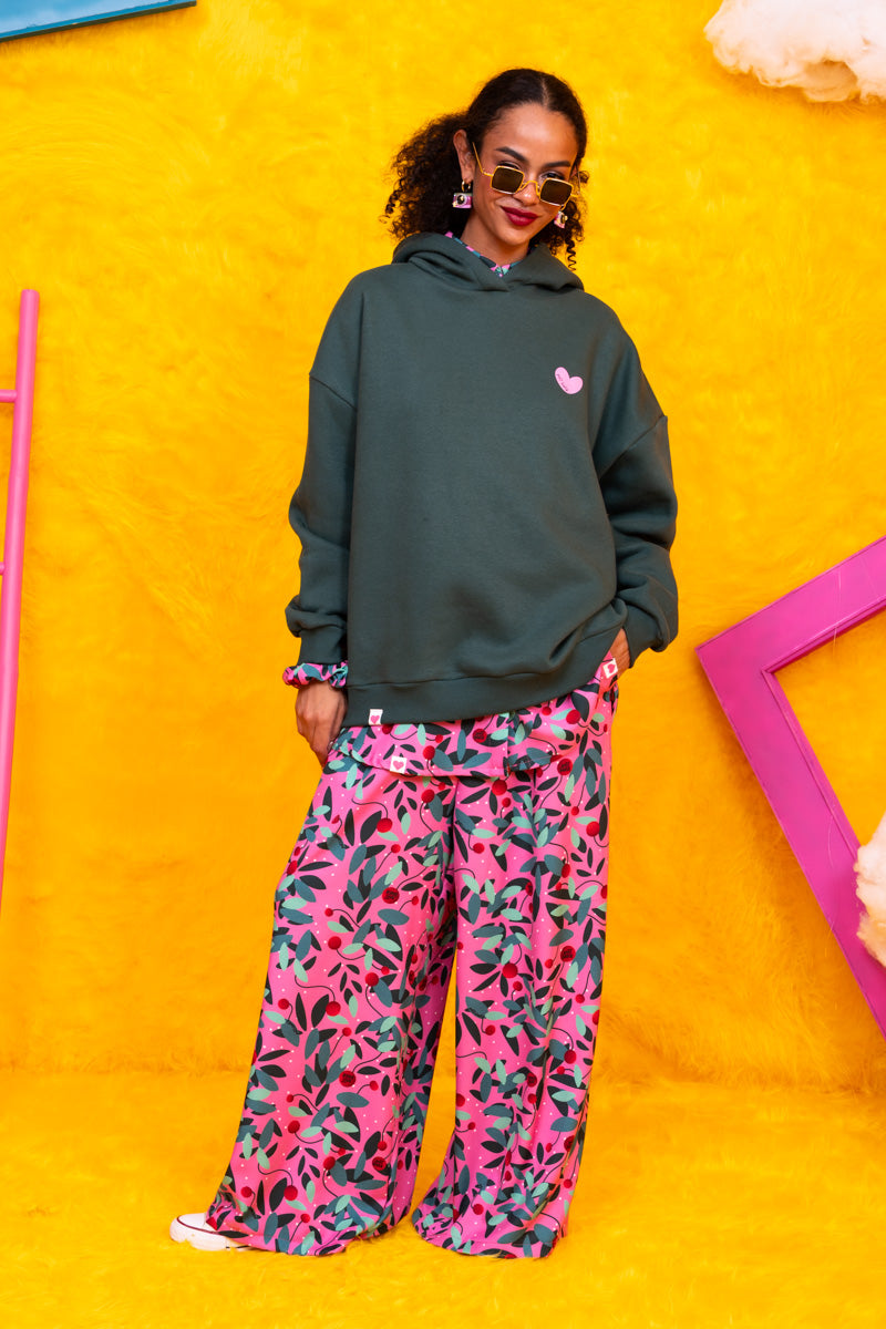 Hoodie Φούτερ Blouse Green Love Hand Μπλούζα Με Κουκούλα Petit Boutik