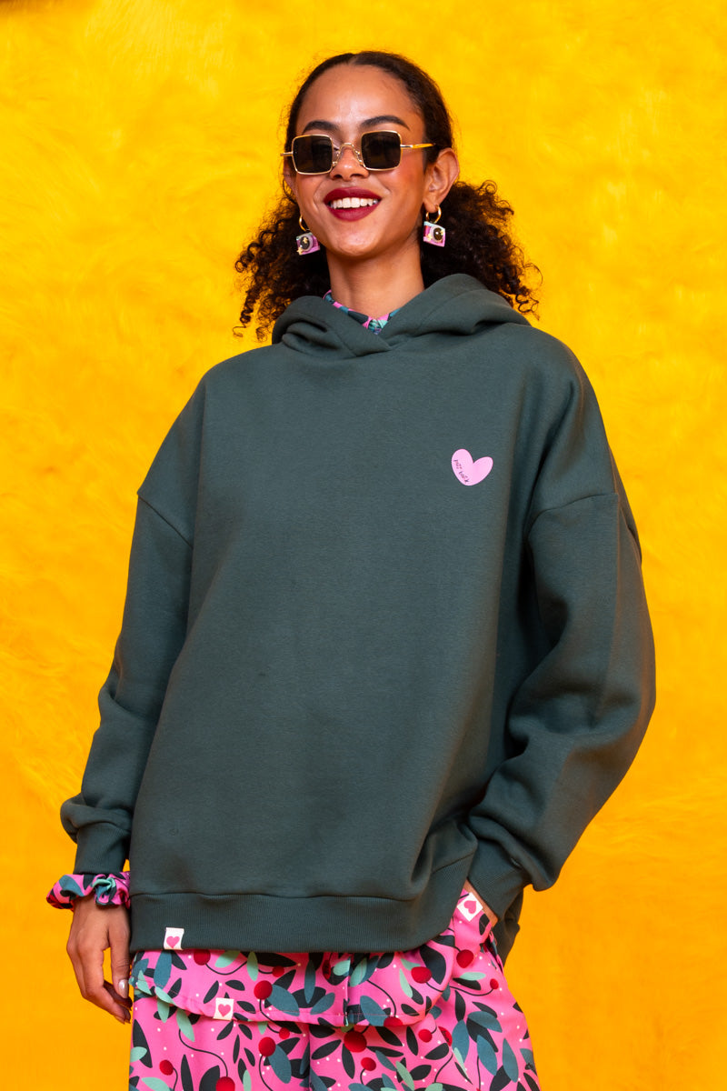 Hoodie Φούτερ Blouse Green Love Hand Μπλούζα Με Κουκούλα Petit Boutik
