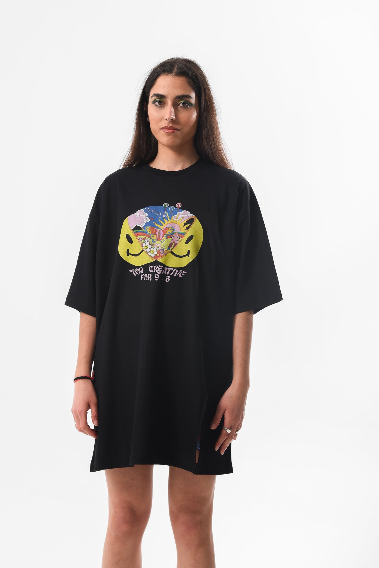 Too Creative - Black Slit Tshirt