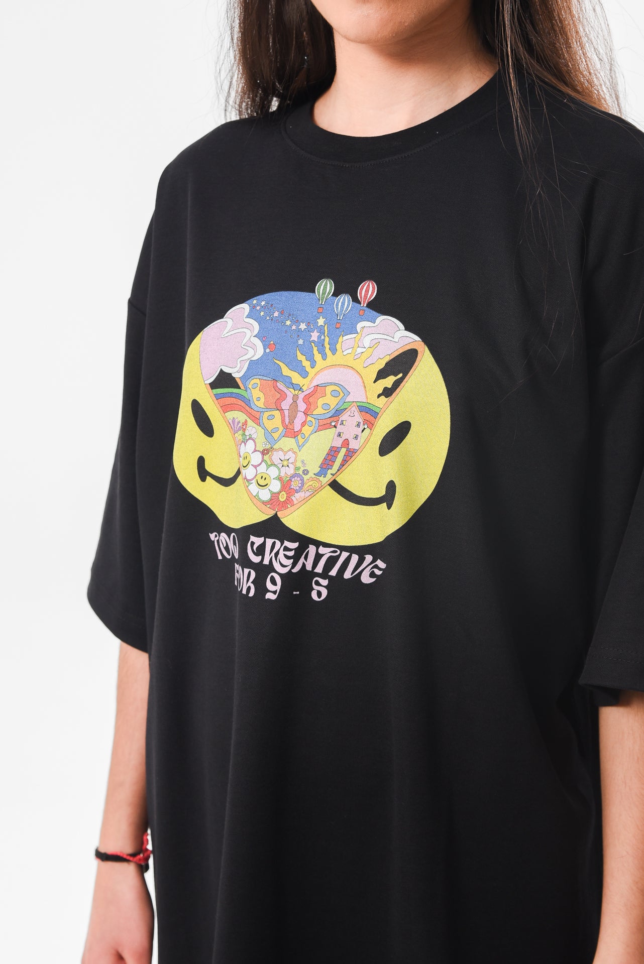 Too Creative - Black Slit Tshirt