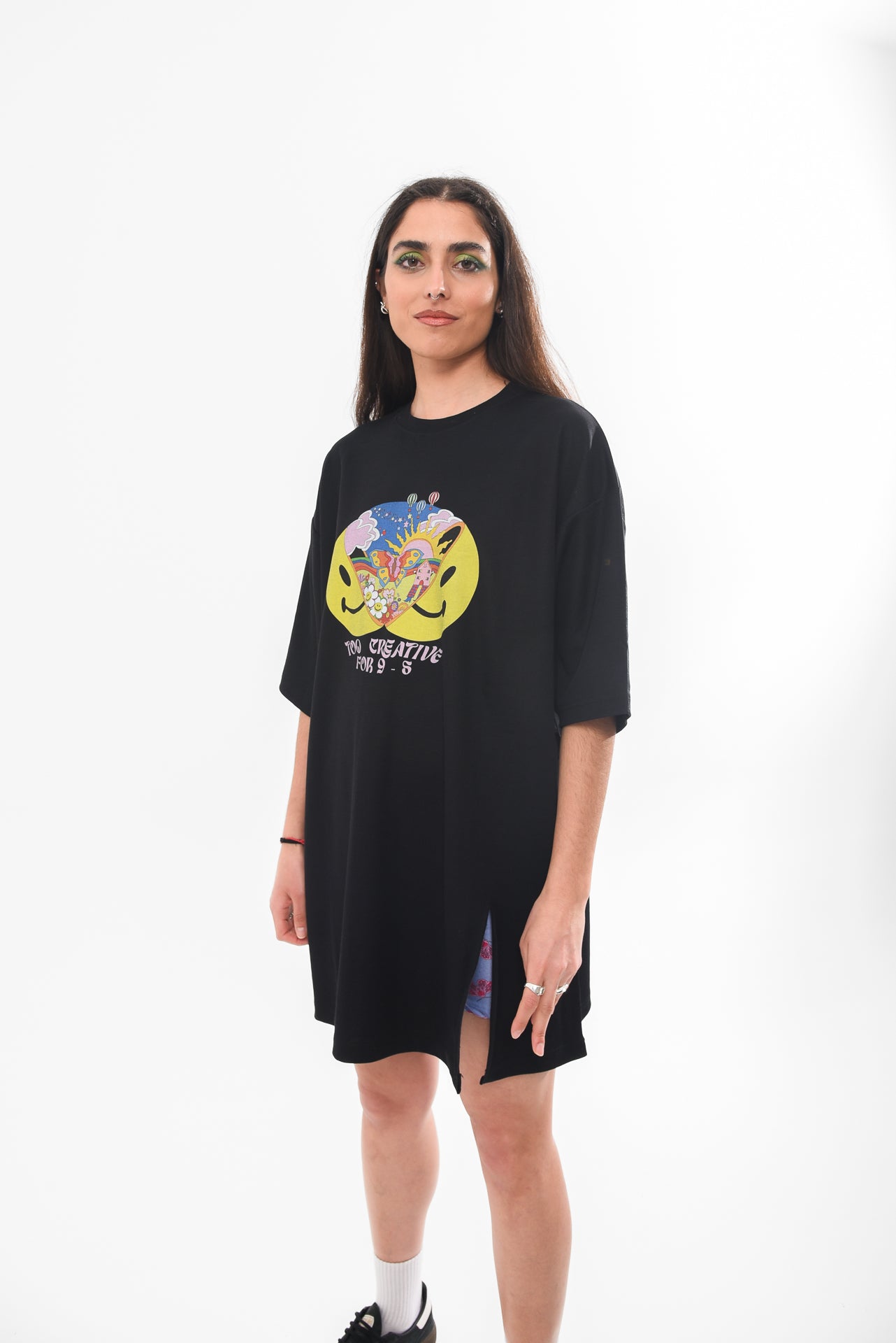 Too Creative - Black Slit Tshirt