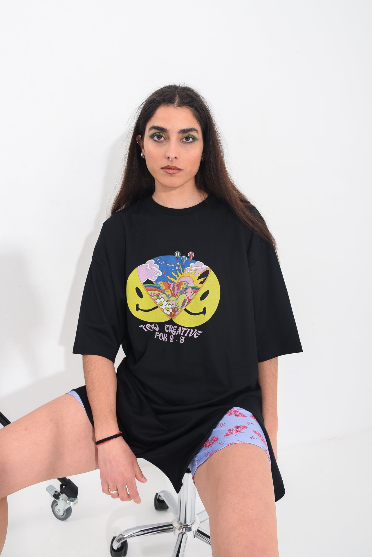 Too Creative - Black Slit Tshirt