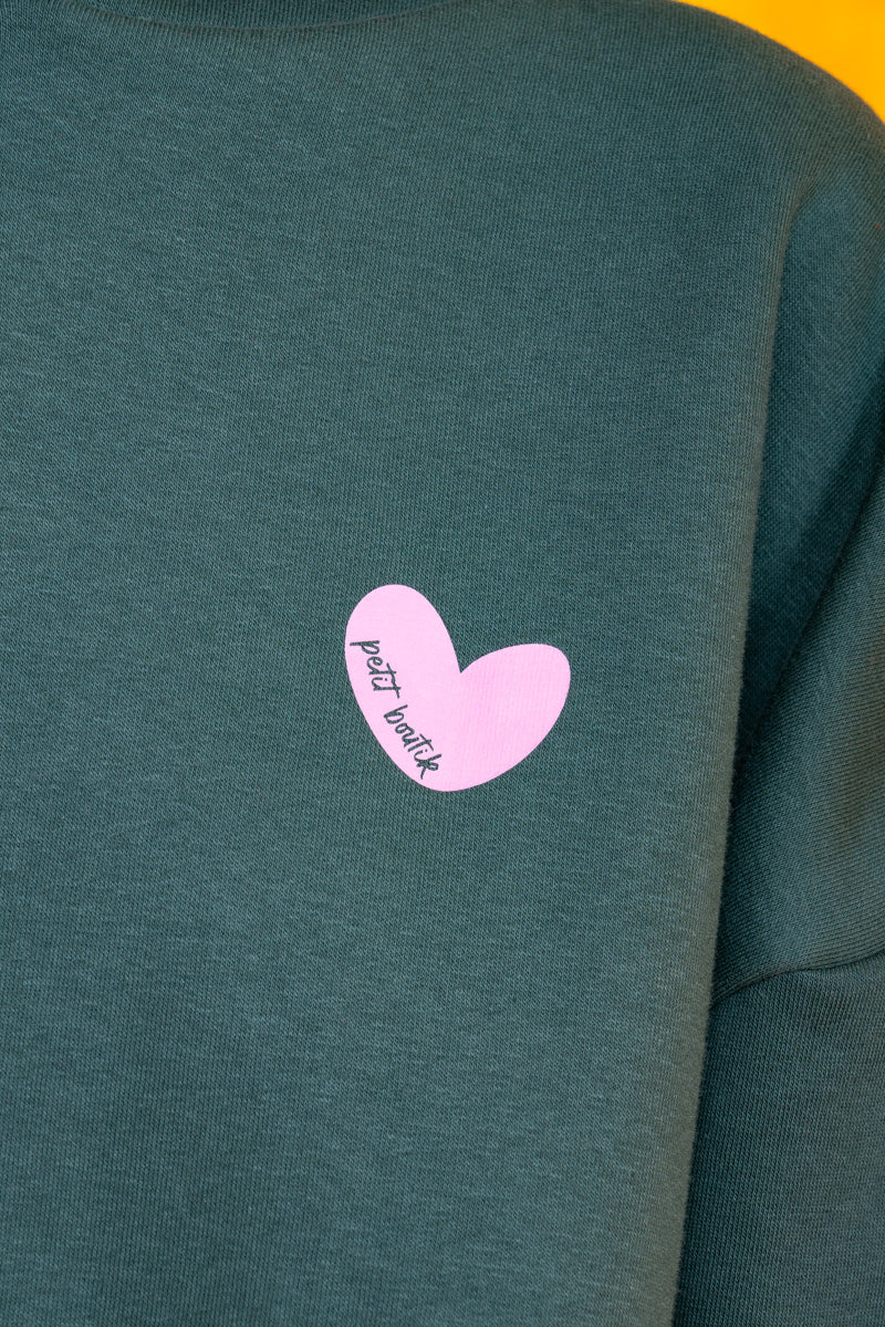 Hoodie Φούτερ Blouse Green Love Hand Μπλούζα Με Κουκούλα Petit Boutik