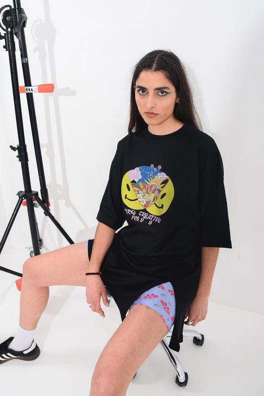 Too Creative - Black Slit Tshirt