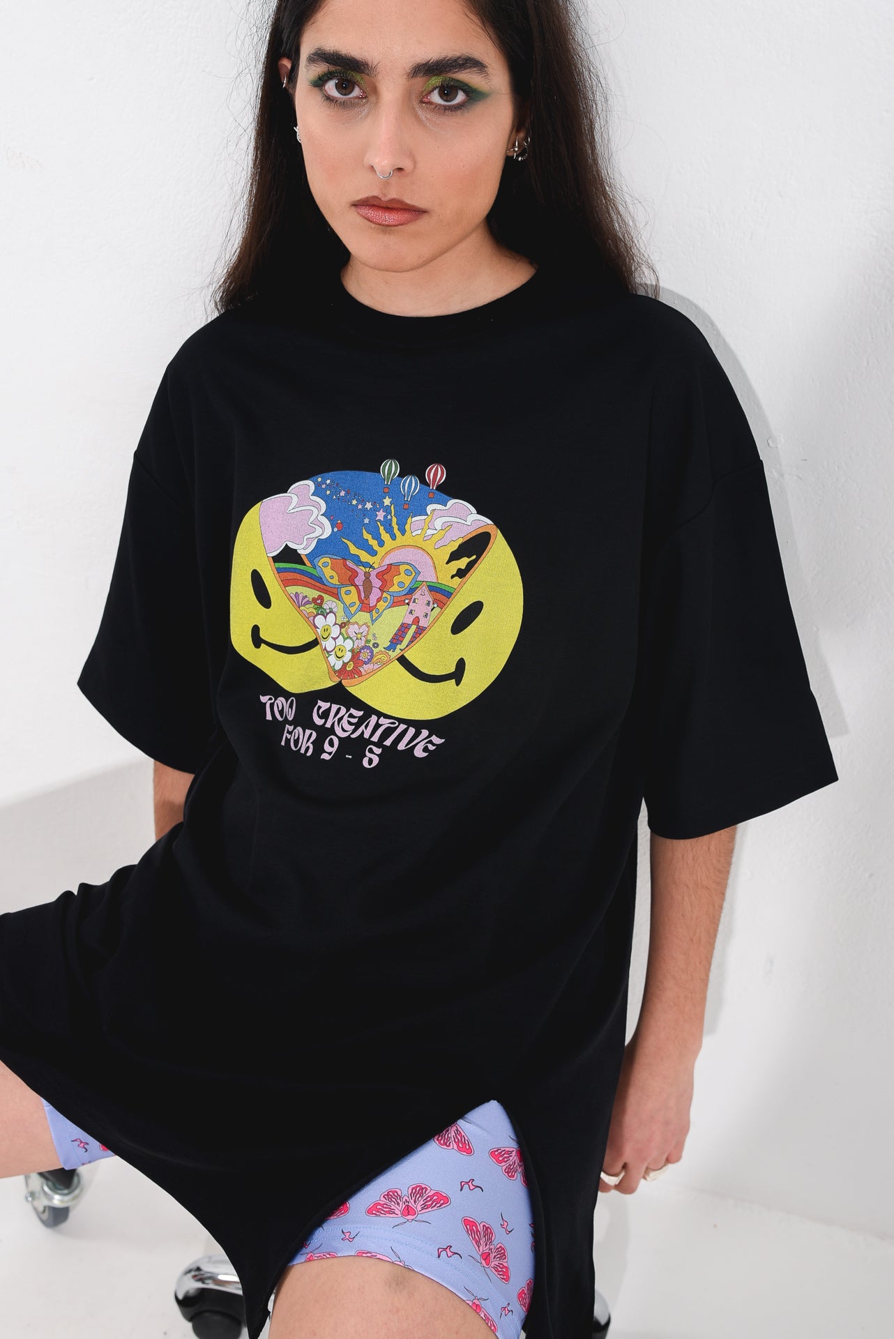 Too Creative - Black Slit Tshirt