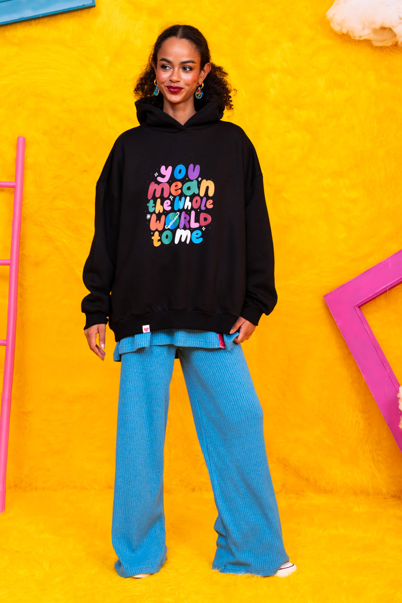 Hoodie Φούτερ Blouse Black Whole Word Μπλούζα Με Κουκούλα Petit Boutik