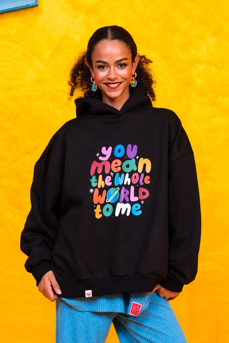 Hoodie Φούτερ Blouse Black Whole Word Μπλούζα Με Κουκούλα Petit Boutik