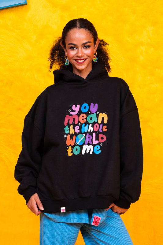 Hoodie Φούτερ Blouse Black Whole Word Μπλούζα Με Κουκούλα Petit Boutik