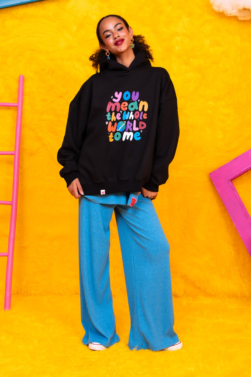 Hoodie Φούτερ Blouse Black Whole Word Μπλούζα Με Κουκούλα Petit Boutik