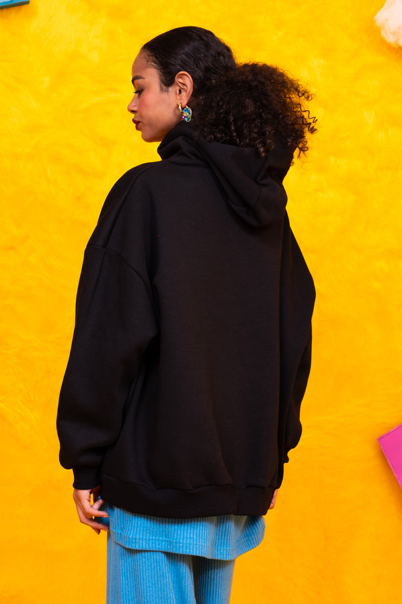 Hoodie Φούτερ Blouse Black Whole Word Μπλούζα Με Κουκούλα Petit Boutik