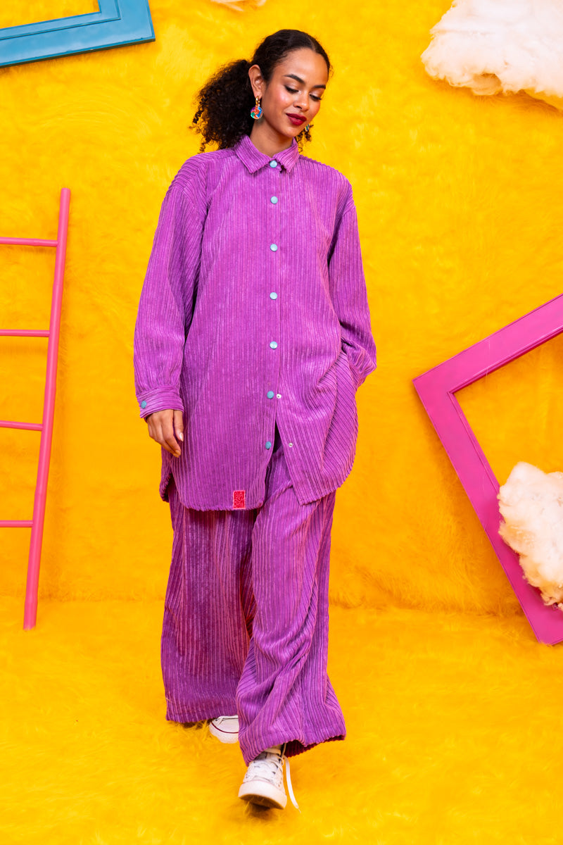 Lucy Pants Κοτλέ Μοβ Παντελόνι Petit Boutik