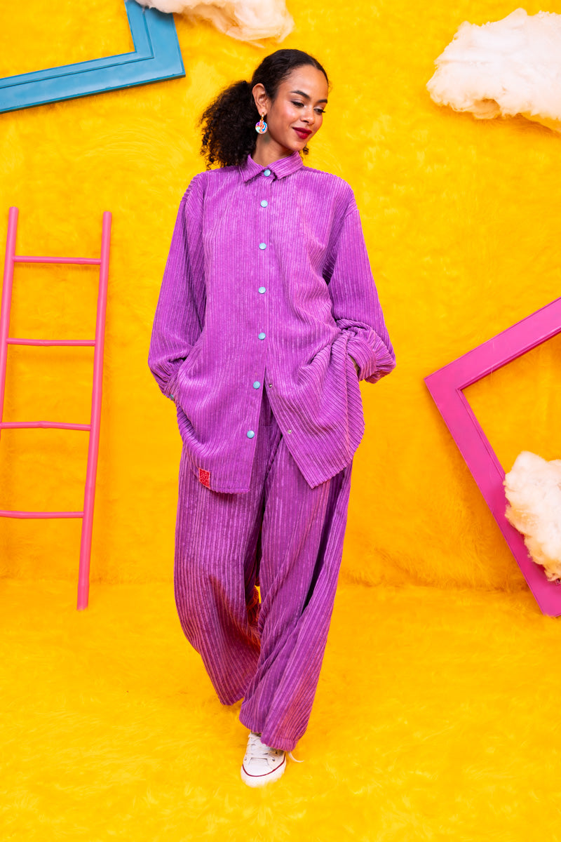 Lucy Pants Κοτλέ Μοβ Παντελόνι Petit Boutik