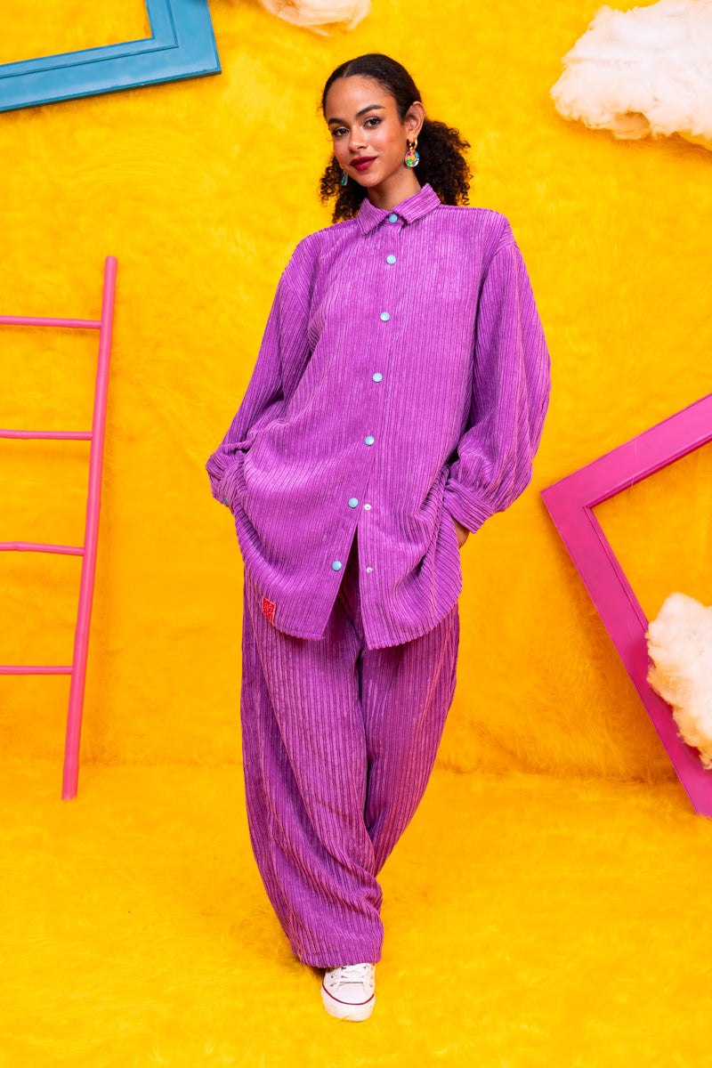 Lucy Pants Κοτλέ Μοβ Παντελόνι Petit Boutik