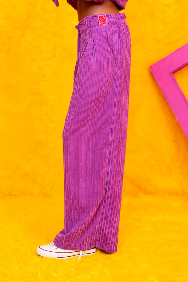 Lucy Pants Κοτλέ Μοβ Παντελόνι Petit Boutik
