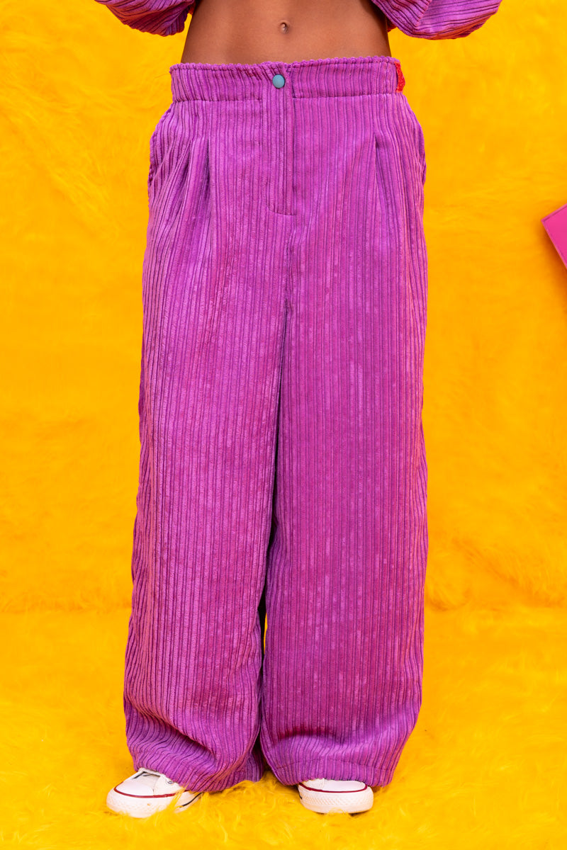 Lucy Pants Κοτλέ Μοβ Παντελόνι Petit Boutik