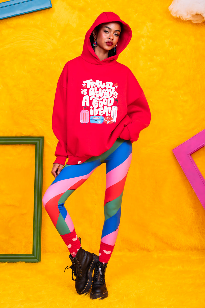 Hoodie Φούτερ Blouse Red Travel Μπλούζα Με Κουκούλα Petit Boutik