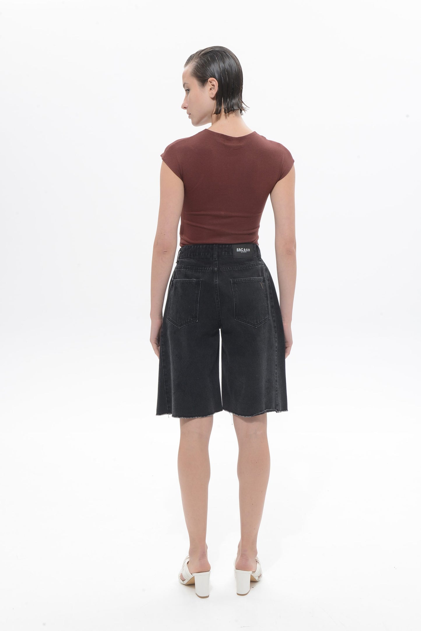 Amelia Denim Bermuda – Stone Black