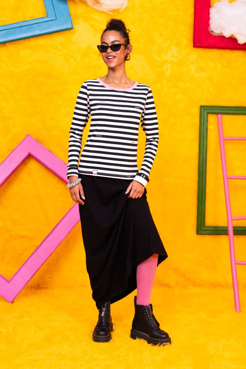 Monica Blouse Black and White Stripes Μακρυμάνικο Μπλουζάκι Petit Boutik