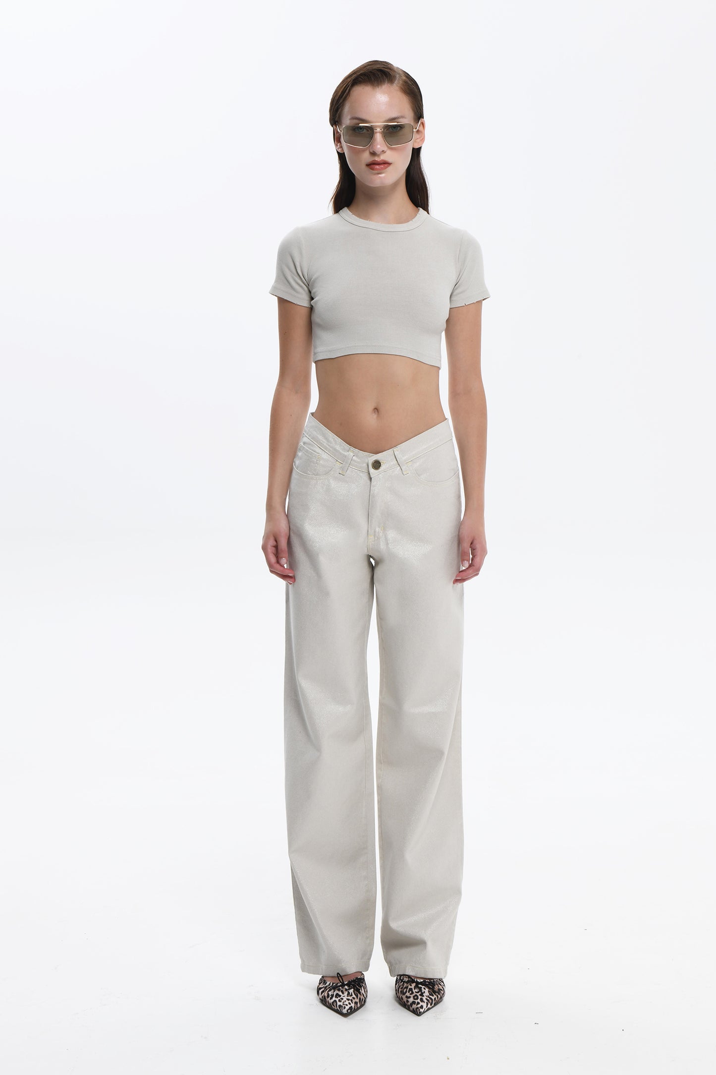 IFIGENIA FOIL GOLD DENIM PANTS