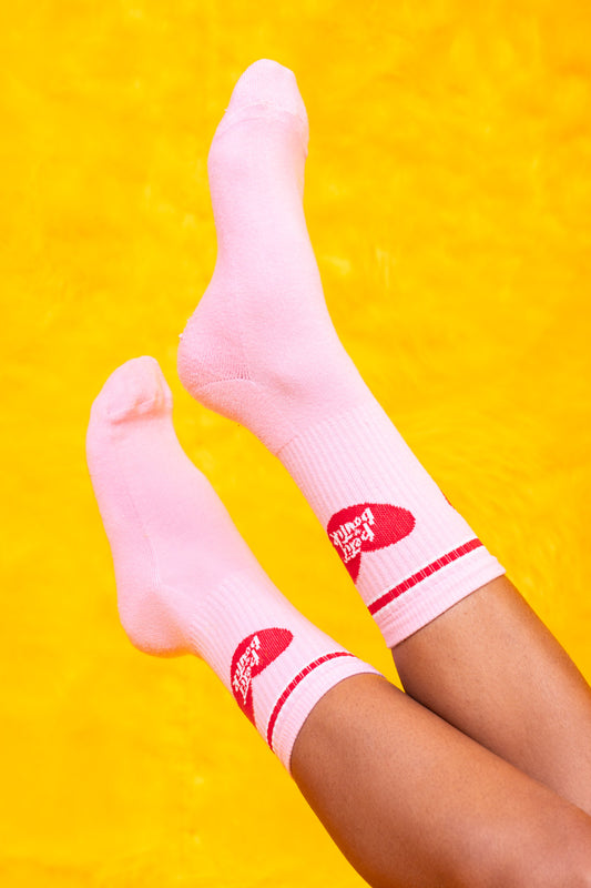 Pink Red Big Heart Socks Γυναικείες Κάλτσες Petit Boutik