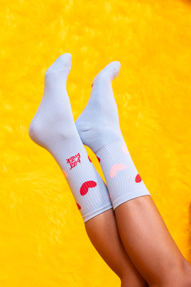 Blue Multi Hearts Socks Γυναικείες Κάλτσες Petit Boutik