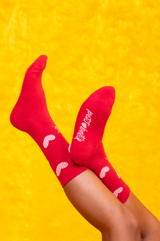 Red Pink Hearts Socks Γυναικείες Κάλτσες Petit Boutik