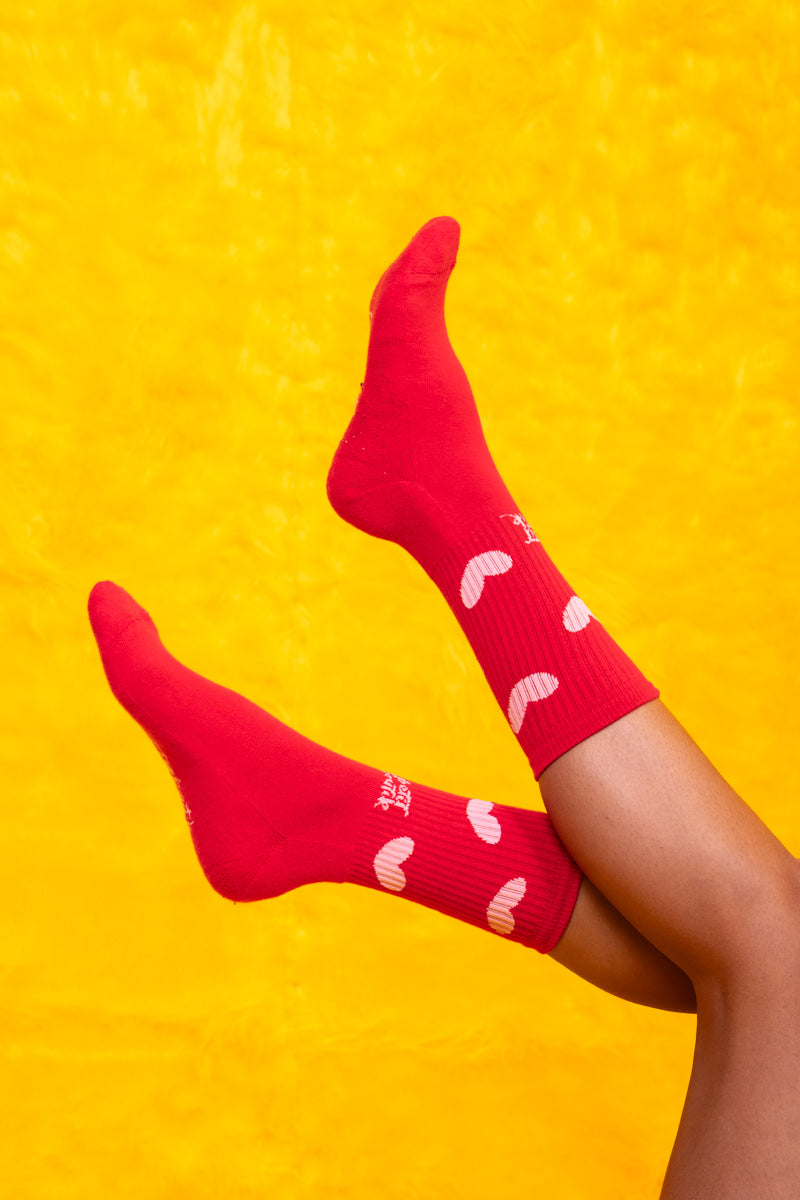 Red Pink Hearts Socks Γυναικείες Κάλτσες Petit Boutik