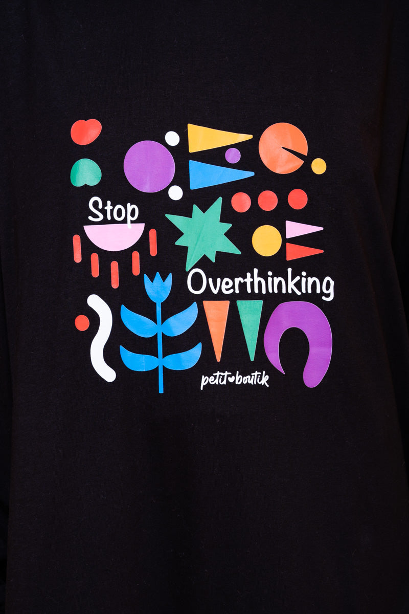 Noelia Frill Dress Stop Overthinking Μαύρο Φούτερ Φόρεμα με Ζώνη Petit Boutik