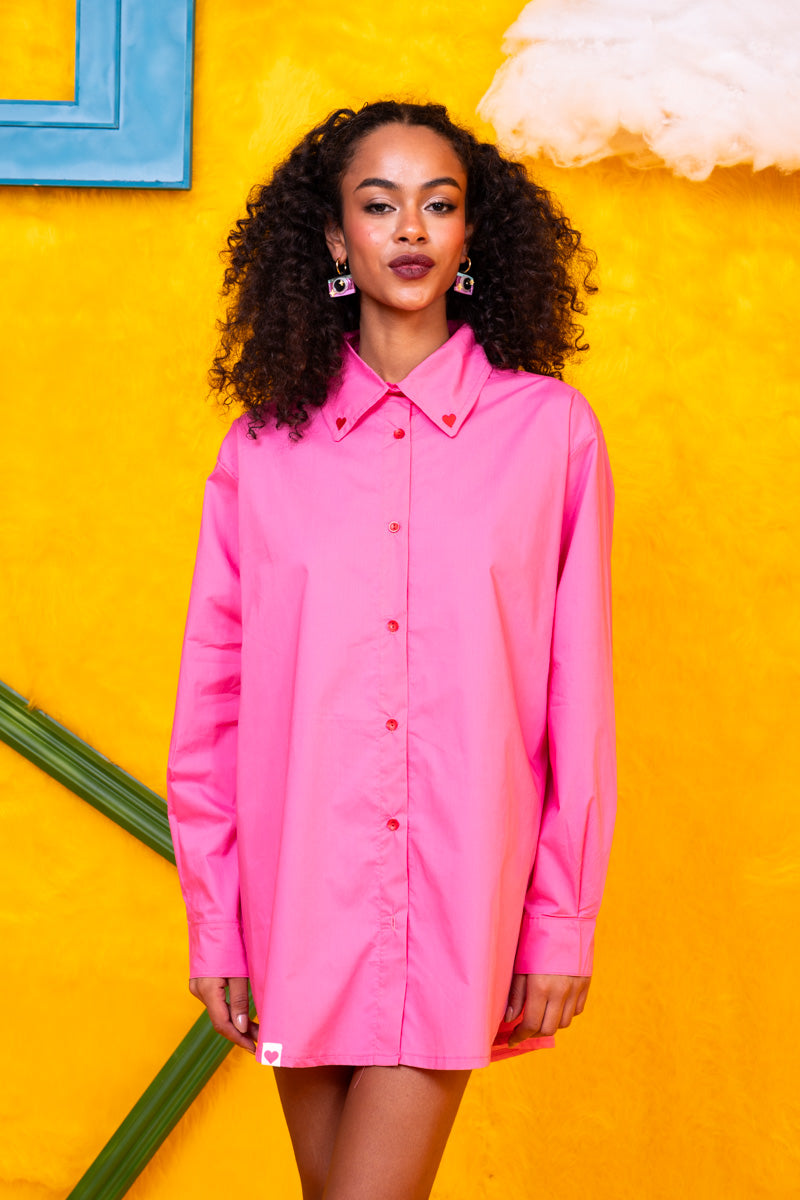 Konnie Shirt Pink Cotton Poplin Πουκάμισο Με Κέντημα Petit Boutik