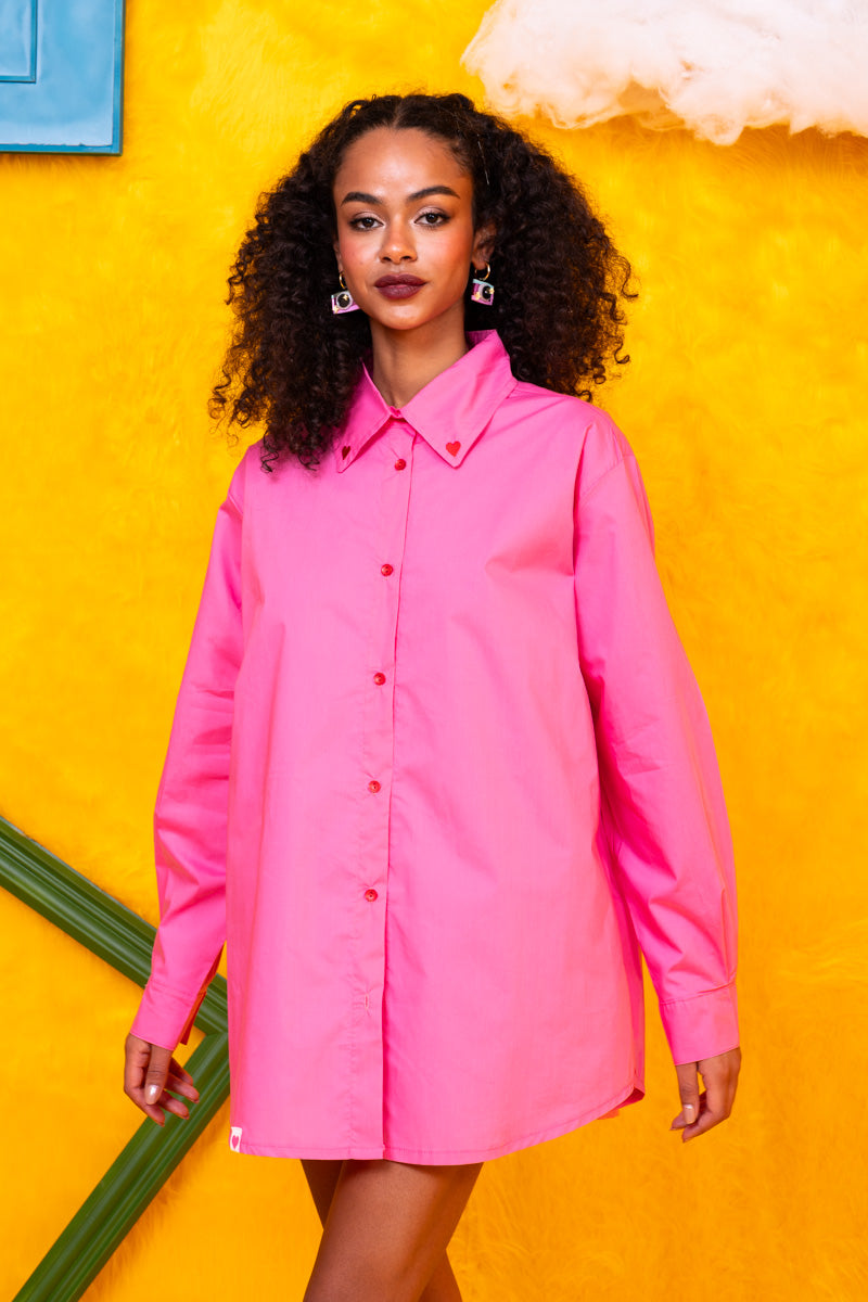 Konnie Shirt Pink Cotton Poplin Πουκάμισο Με Κέντημα Petit Boutik
