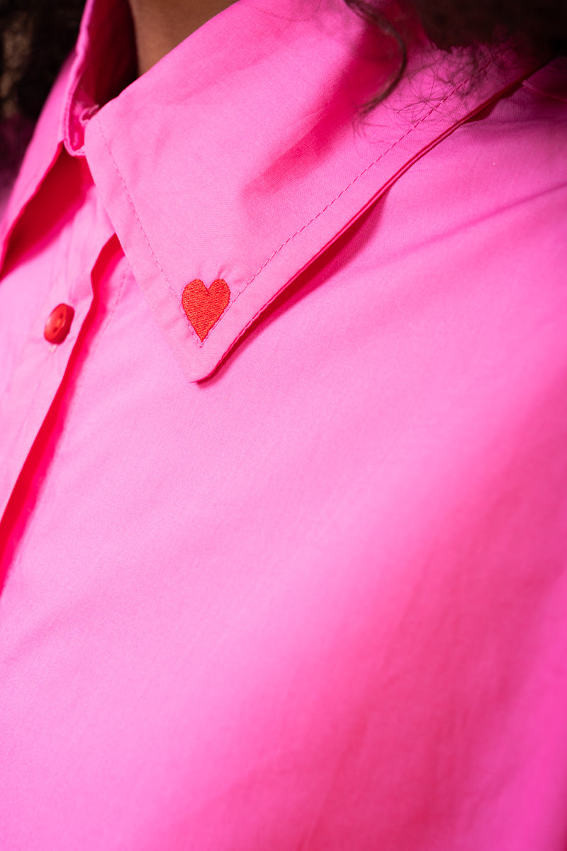 Konnie Shirt Pink Cotton Poplin Πουκάμισο Με Κέντημα Petit Boutik
