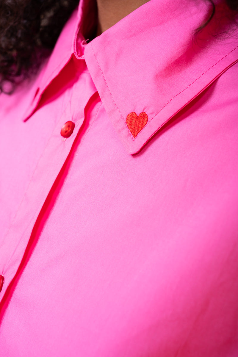 Konnie Shirt Pink Cotton Poplin Πουκάμισο Με Κέντημα Petit Boutik