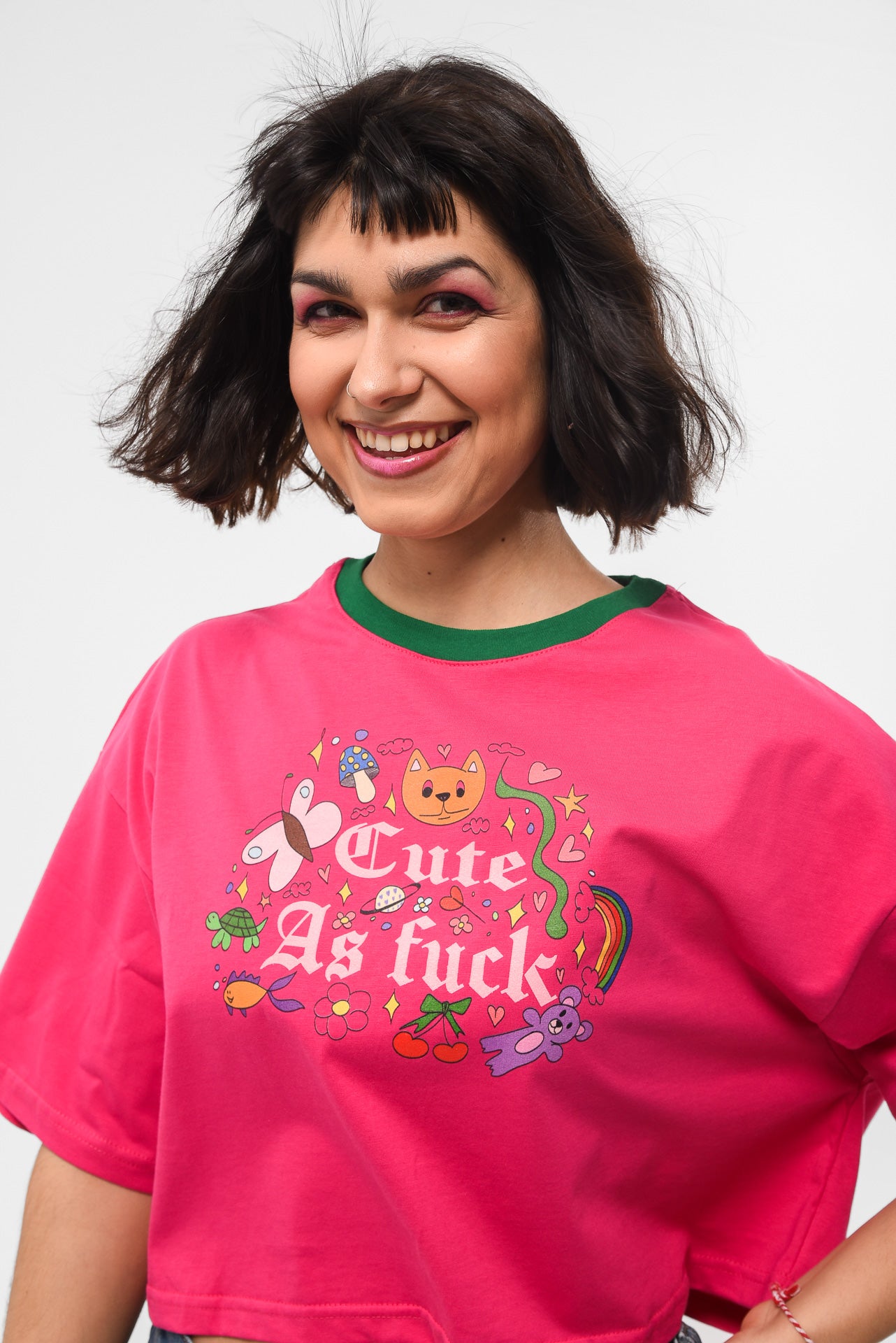 Cute AF - Fuchsia Crop Tshirt
