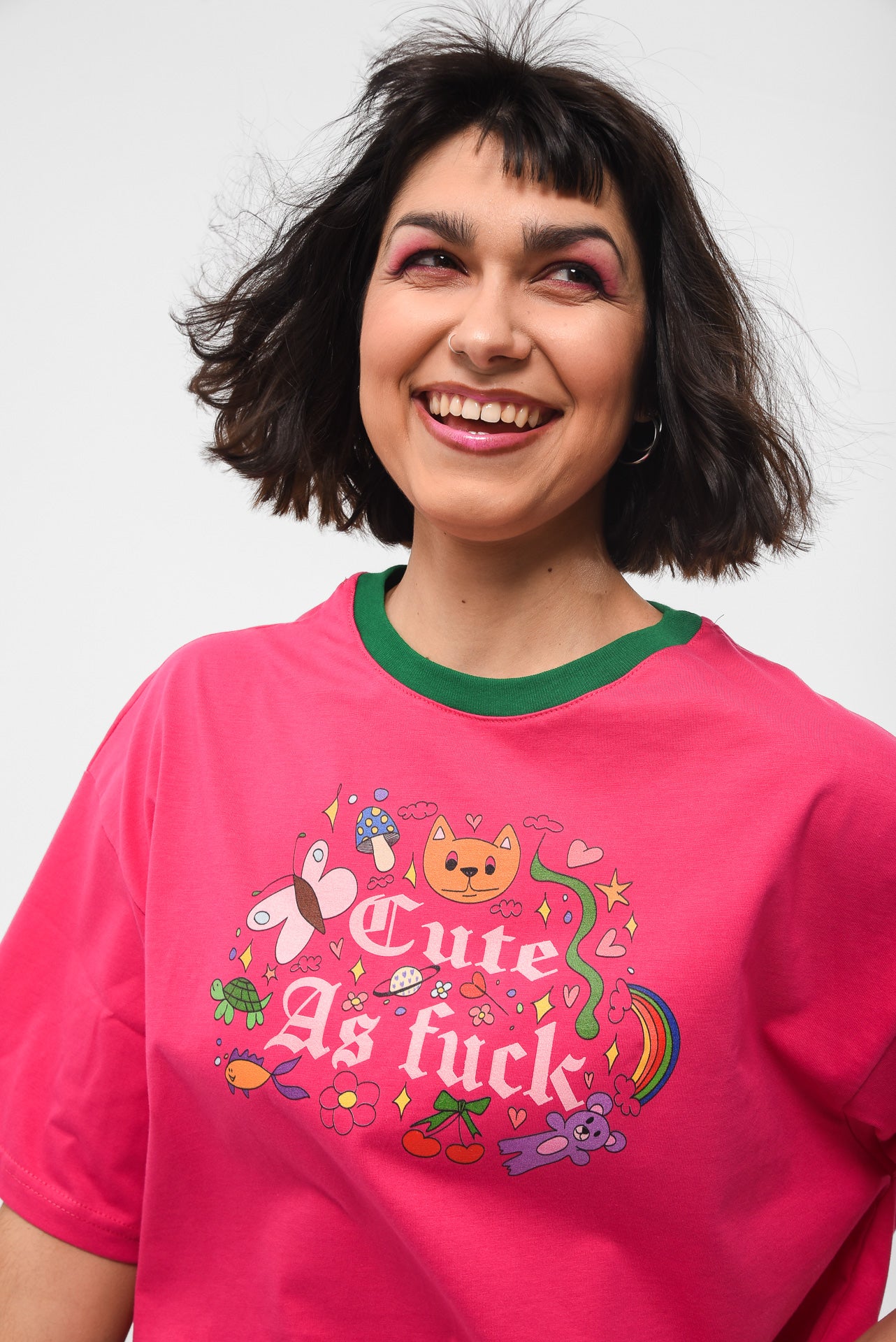 Cute AF - Fuchsia Crop Tshirt