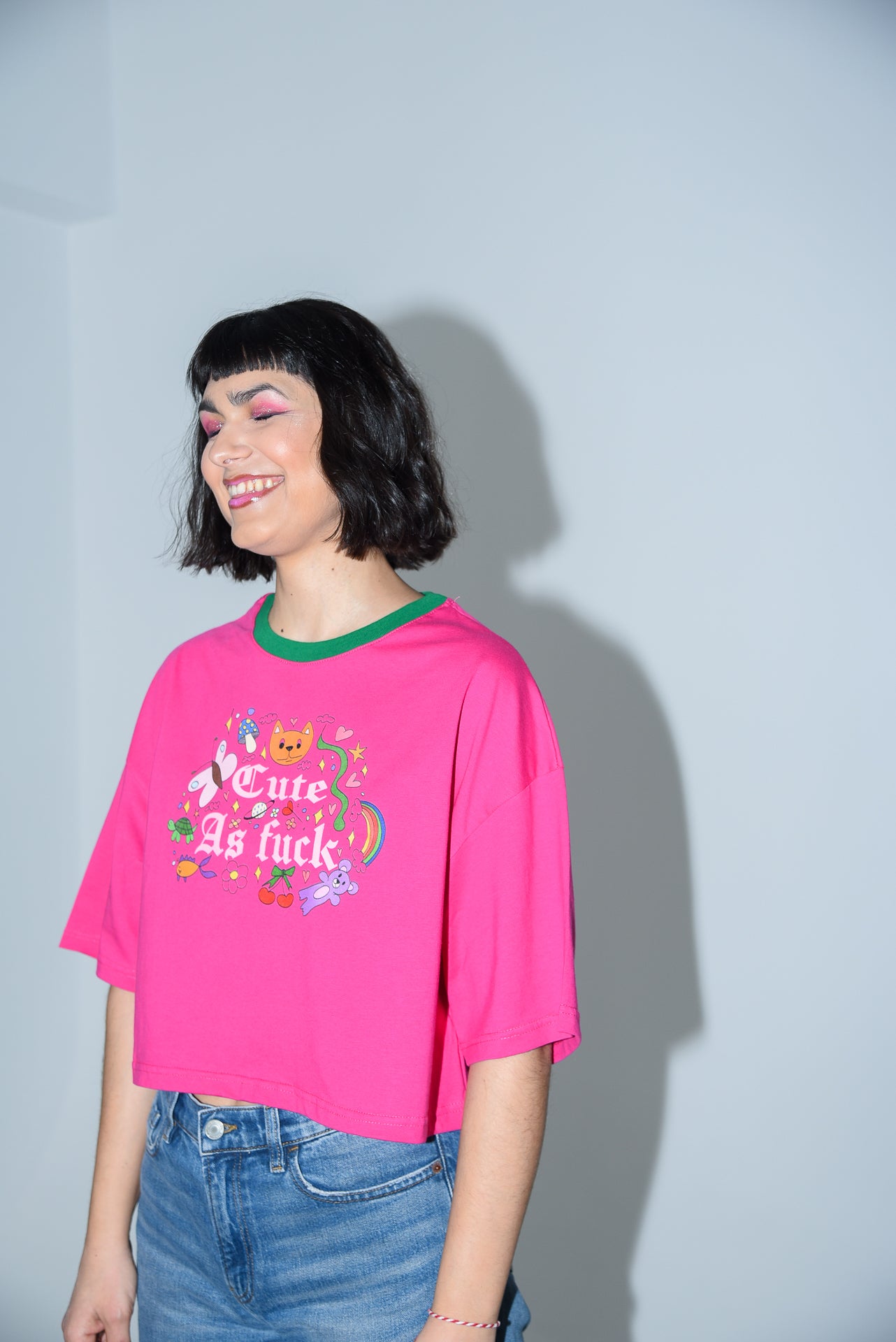 Cute AF - Fuchsia Crop Tshirt