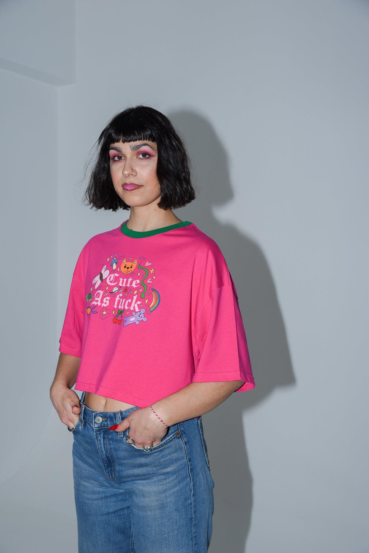 Cute AF - Fuchsia Crop Tshirt