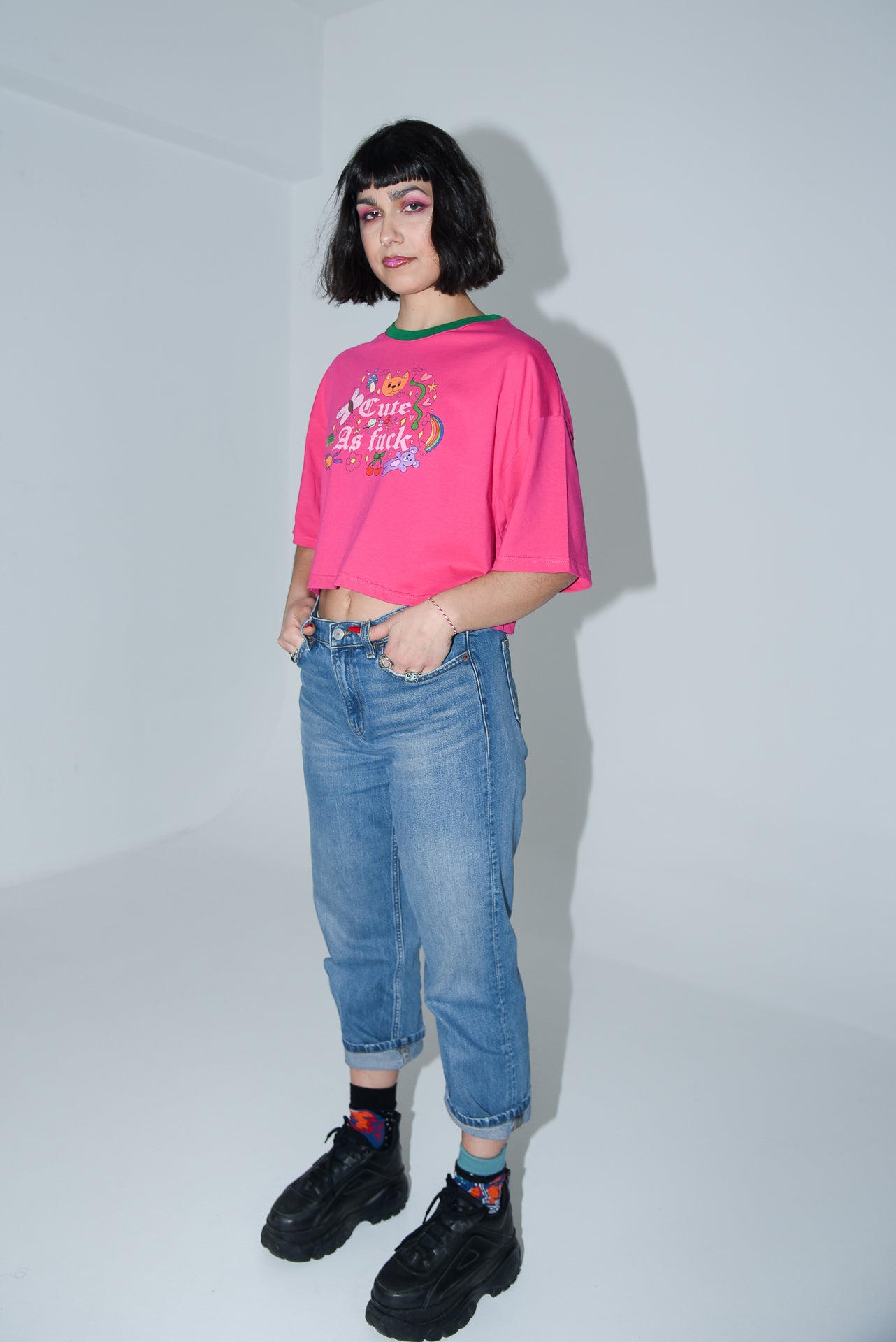 Cute AF - Fuchsia Crop Tshirt