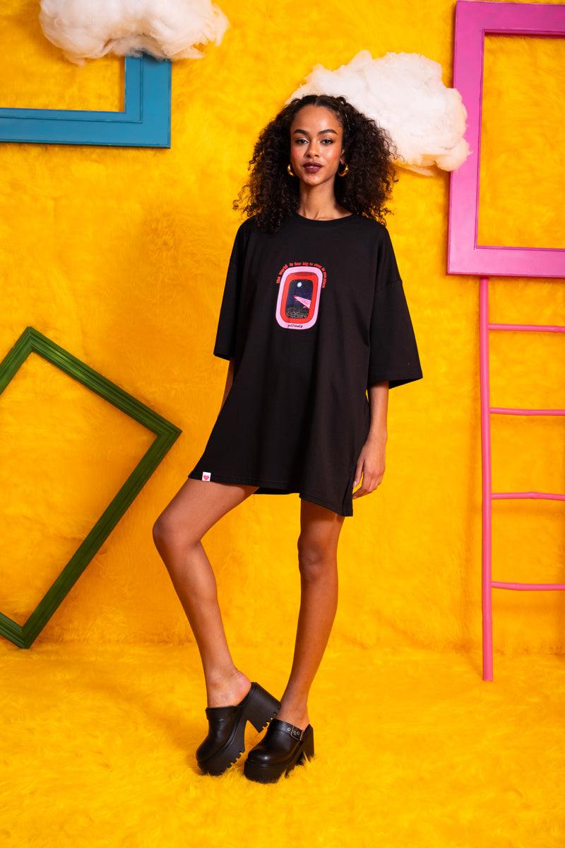T-shirt Blouse Black Aeroplane Window Κοντομάνικο Μπλουζάκι Petit Boutik