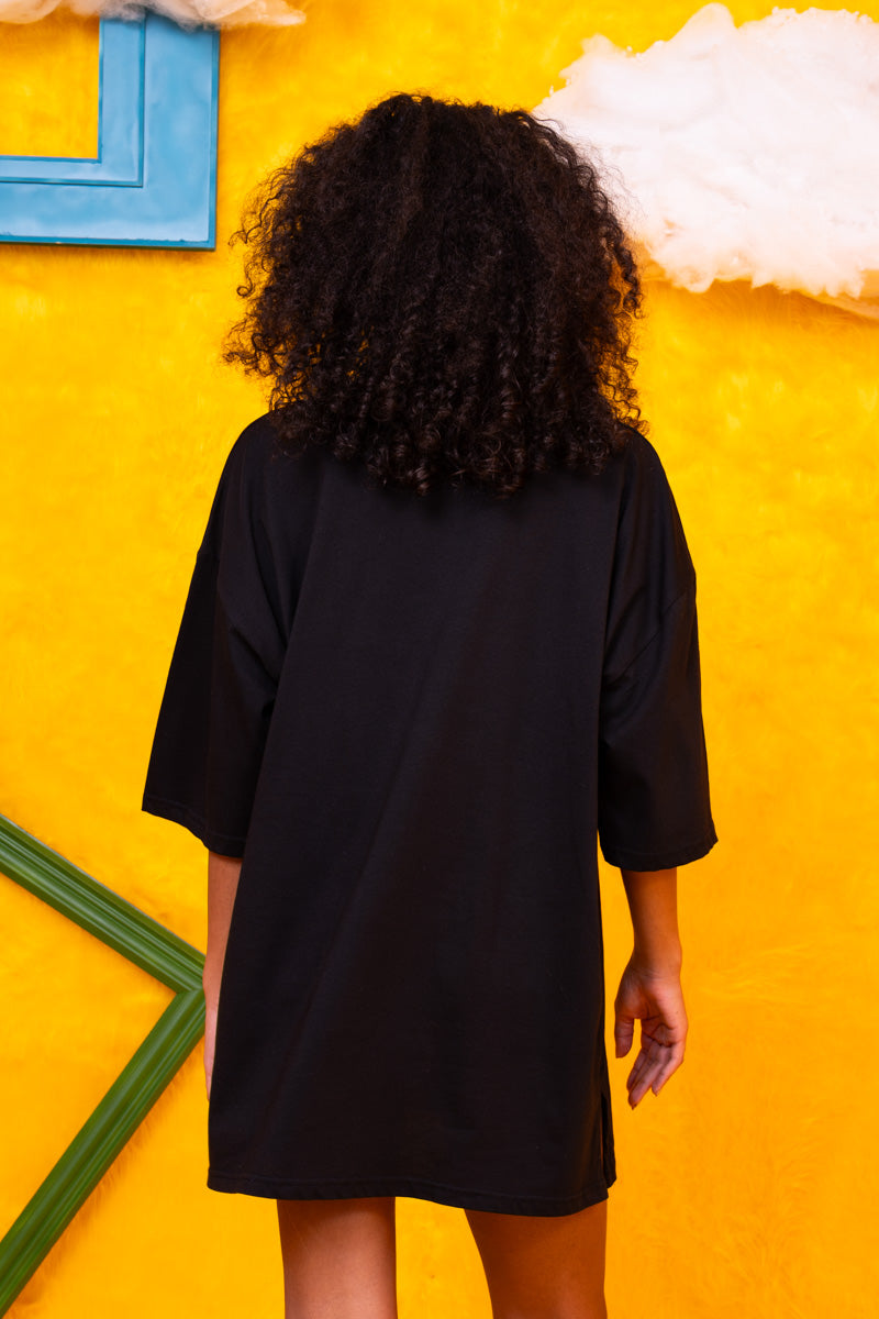 T-shirt Blouse Black “Χαμογέλα” Κοντομάνικο Μπλουζάκι Petit Boutik