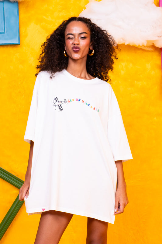 T-shirt Blouse White Plane “‘Ολα θα πάνε καλά” Κοντομάνικο Μπλουζάκι Petit Boutik