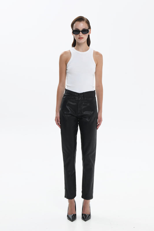 ANGELA FOIL BLACK DENIM PANTS