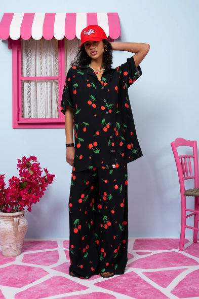 Maya Shirt Vis Black Cherries Πουκάμισο Petit Boutik