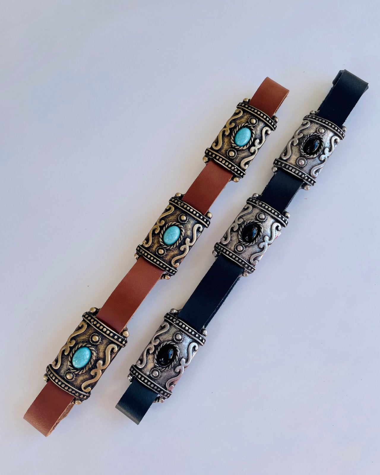 Kithnia Brown Leather Belt (blue)